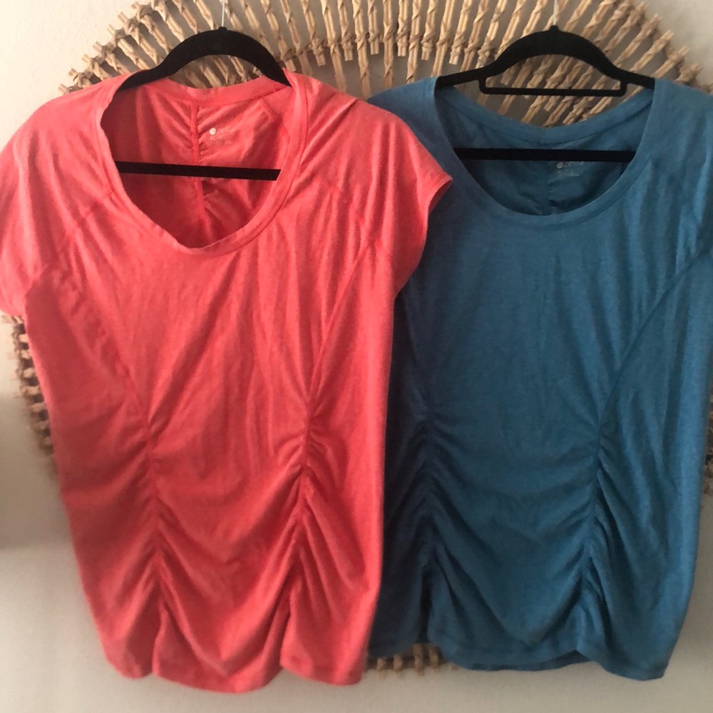 Zella ruched workout short sleeve top XL